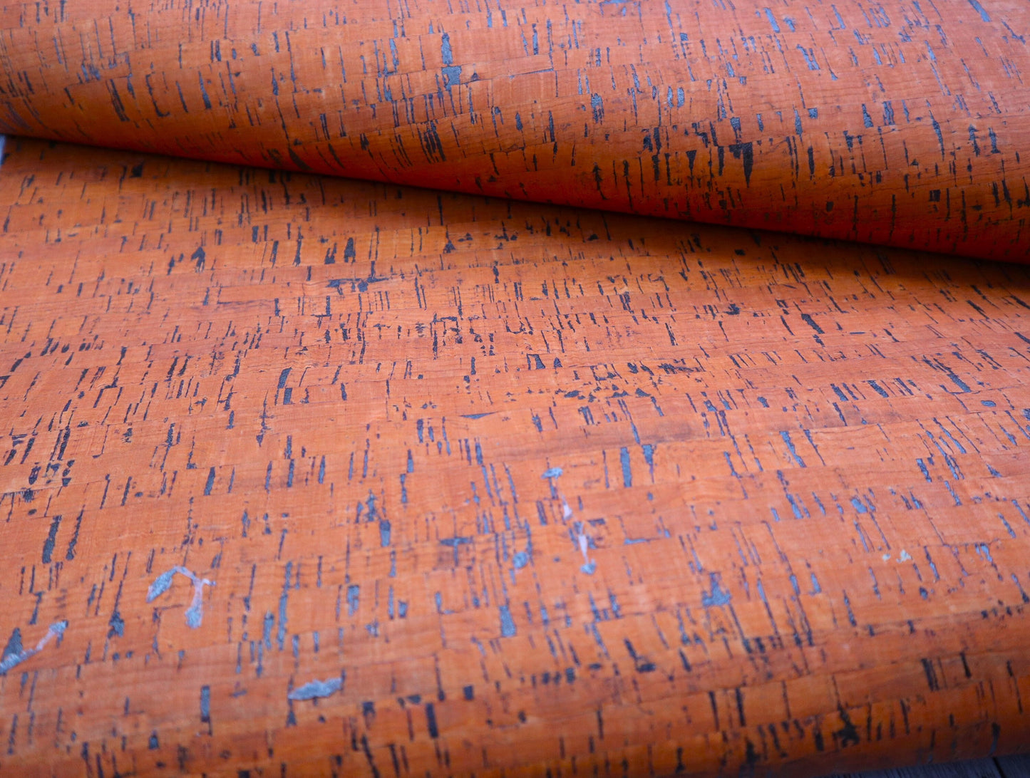 Cork Fabric Sheet - Orange with Black Specks