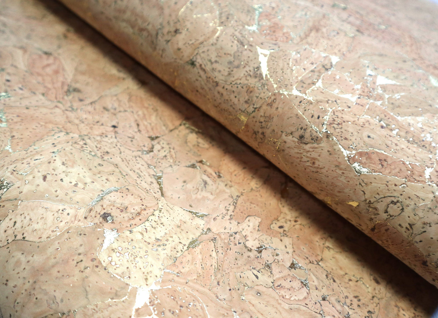 Cork Fabric Roll - Natural with Liquid Gold