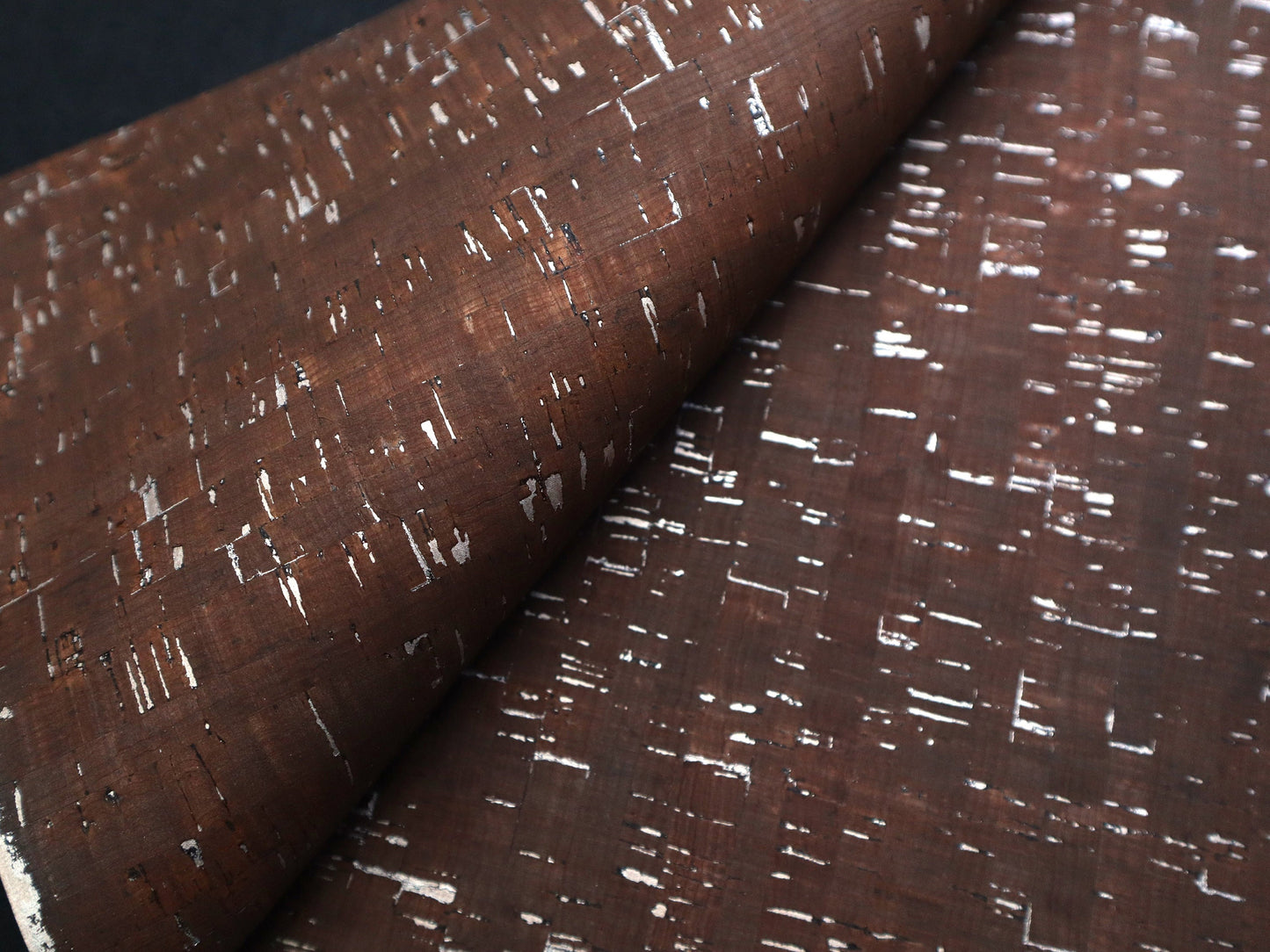 Cork Fabric Sheet- Brown with Matte Silver Specks