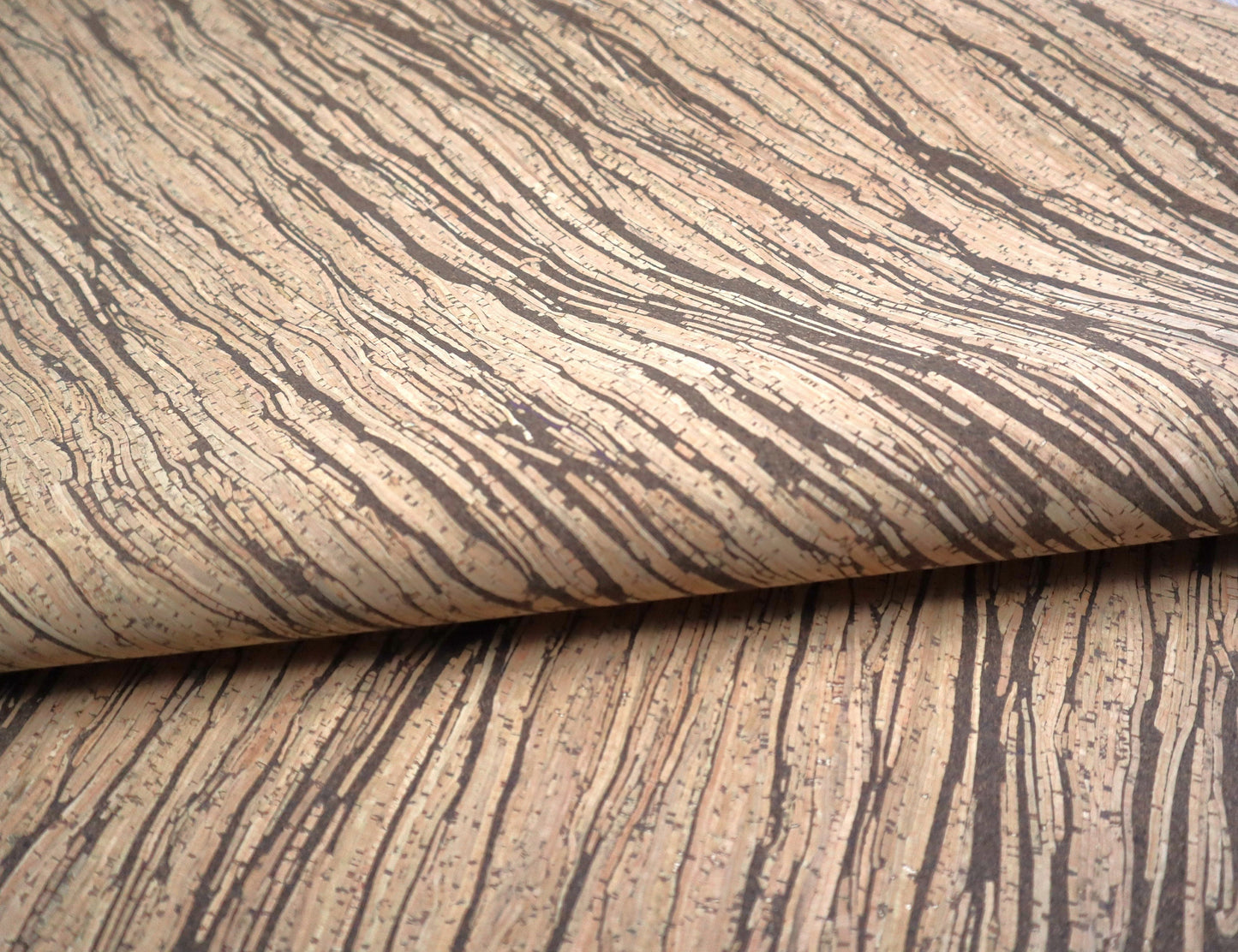 Cork Fabric Sheet- Natural Waves