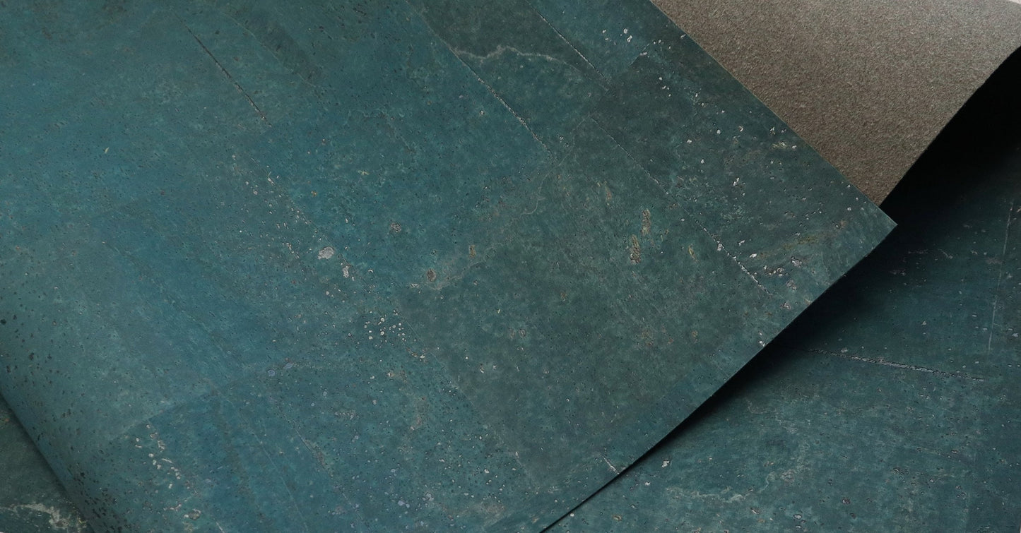 Cork Fabric Sheet-  Deep Teal