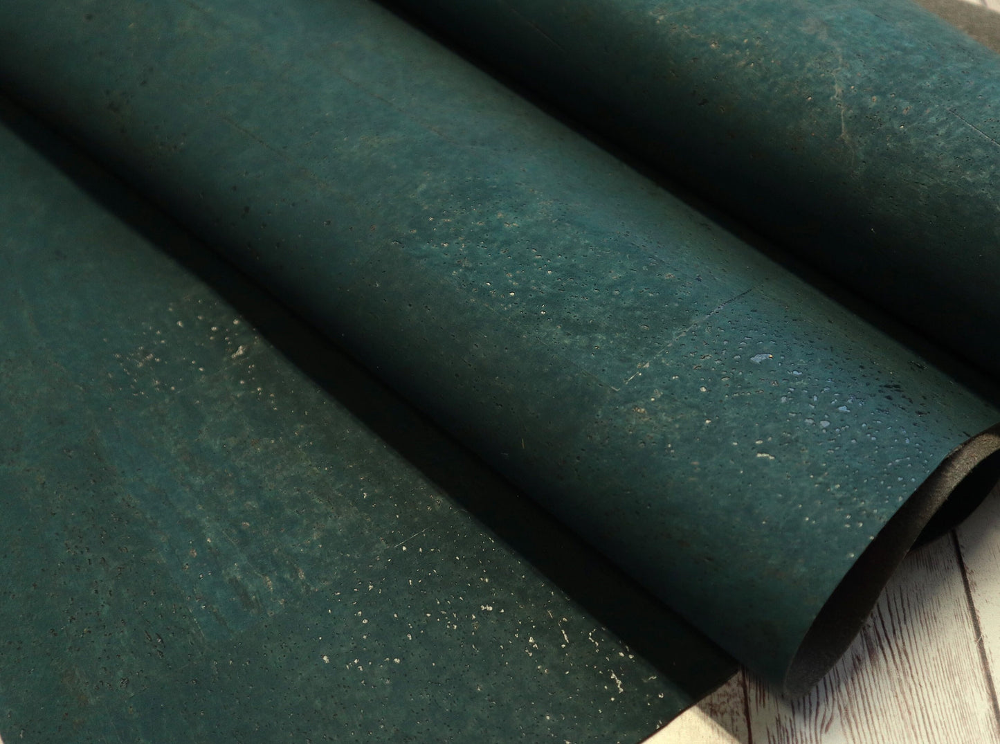 Cork Fabric Sheet- Sea Emerald Green