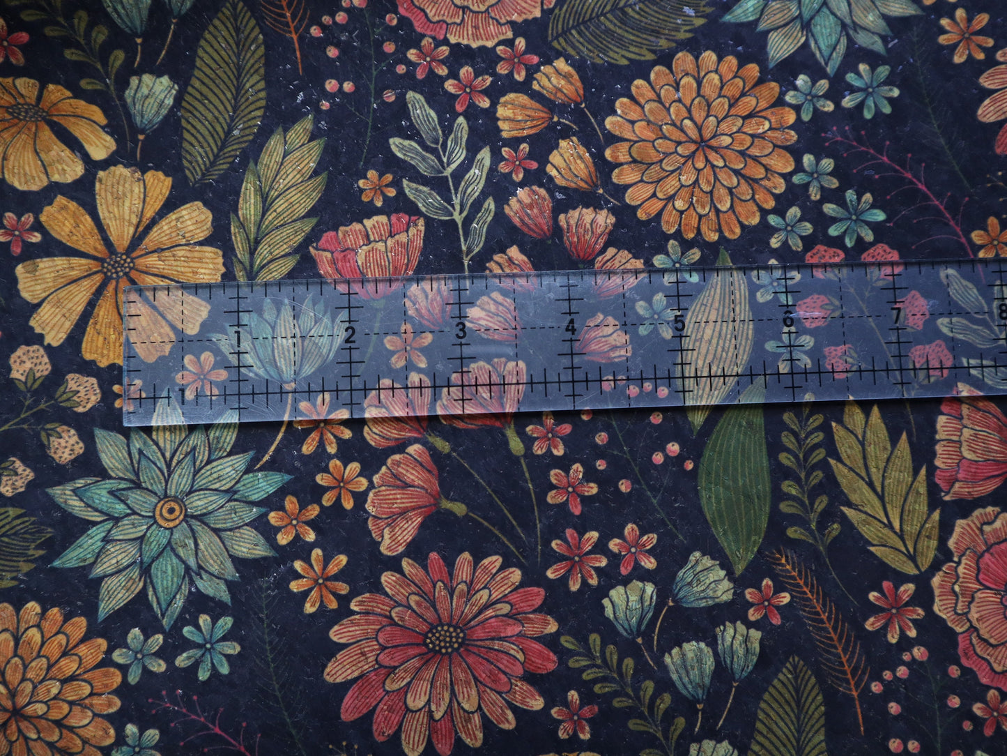 Cork Fabric Sheet- Vintage Floral