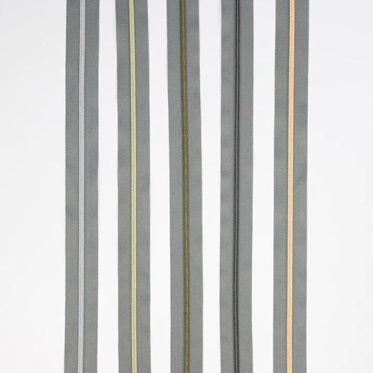 Nylon Coil #5 Zipper Grey  (3 yard 9 pulls) Sallie Tomato Zippers