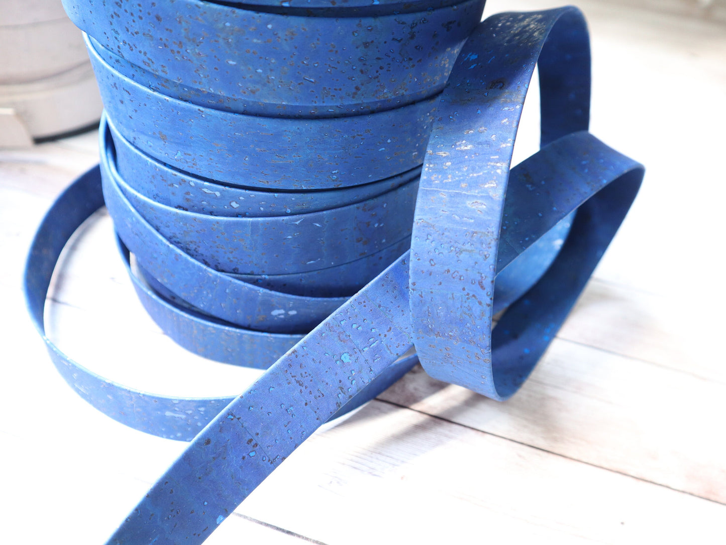 Flat Cork Cord by the Yard - Pristine Blue