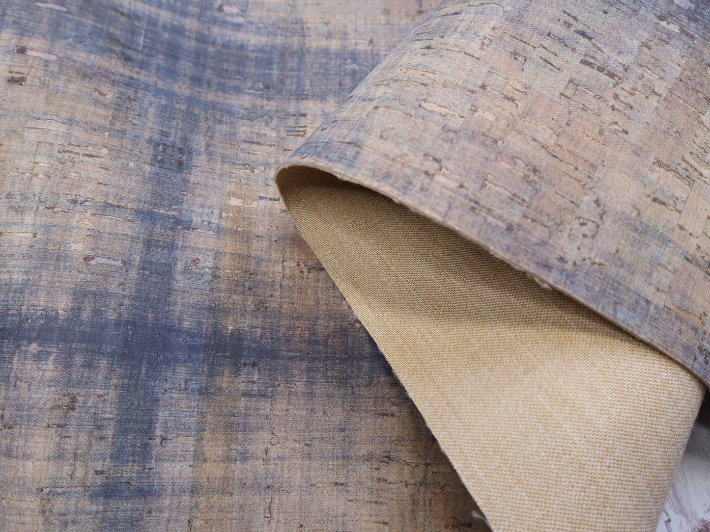 Cork Fabric Roll - Navy and Natural