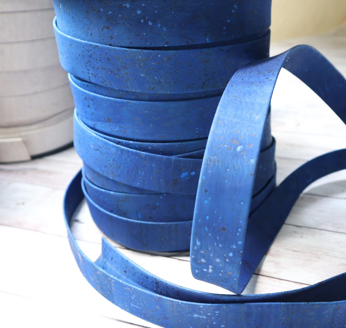 Flat Cork Cord by the Yard - Pristine Blue