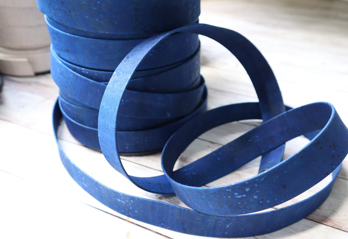 Flat Cork Cord by the Yard - Pristine Blue